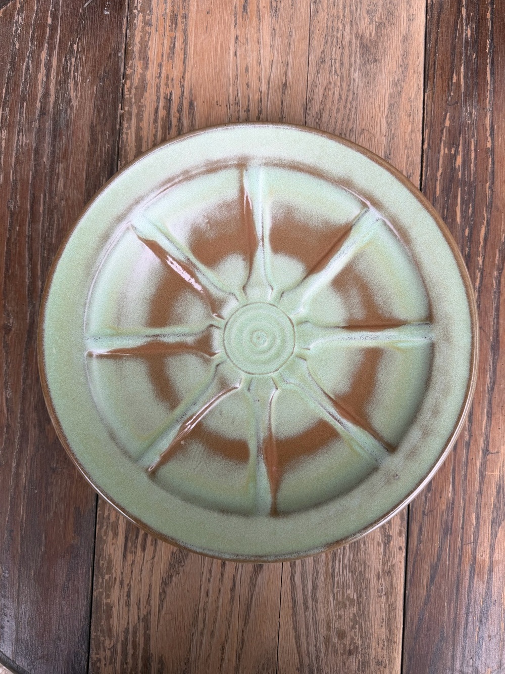 Frankoma 94FL Wagon Wheel Prairie Green Dinner Plate